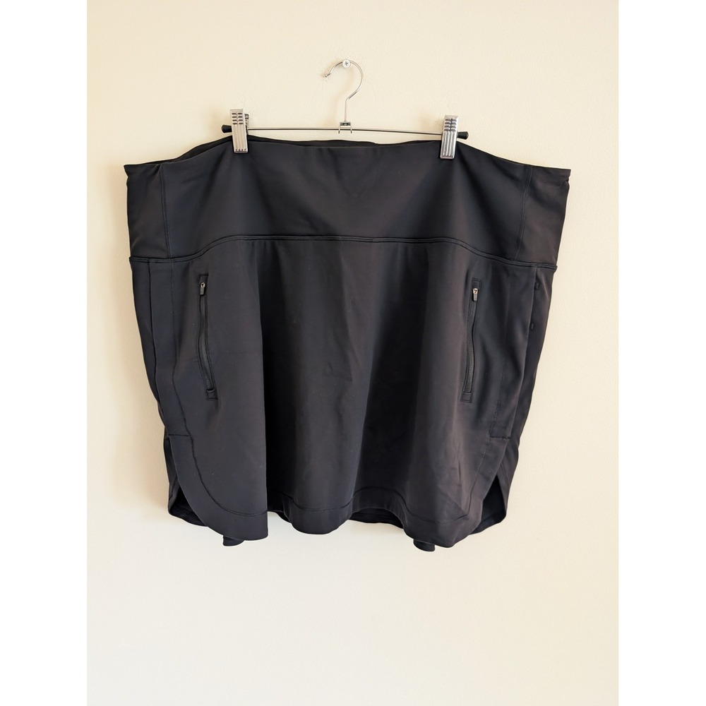 Athleta Fairway Golf Skort 16 Black Plus Size 3X Built-in Shorts Zipper Pockets
